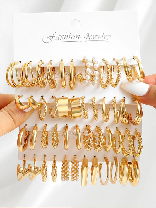 Elegant Vintage Hoop Earrings Set
