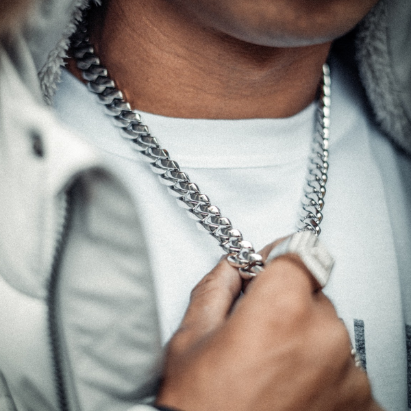 14mm Miami Prong Link Chain - White Gold